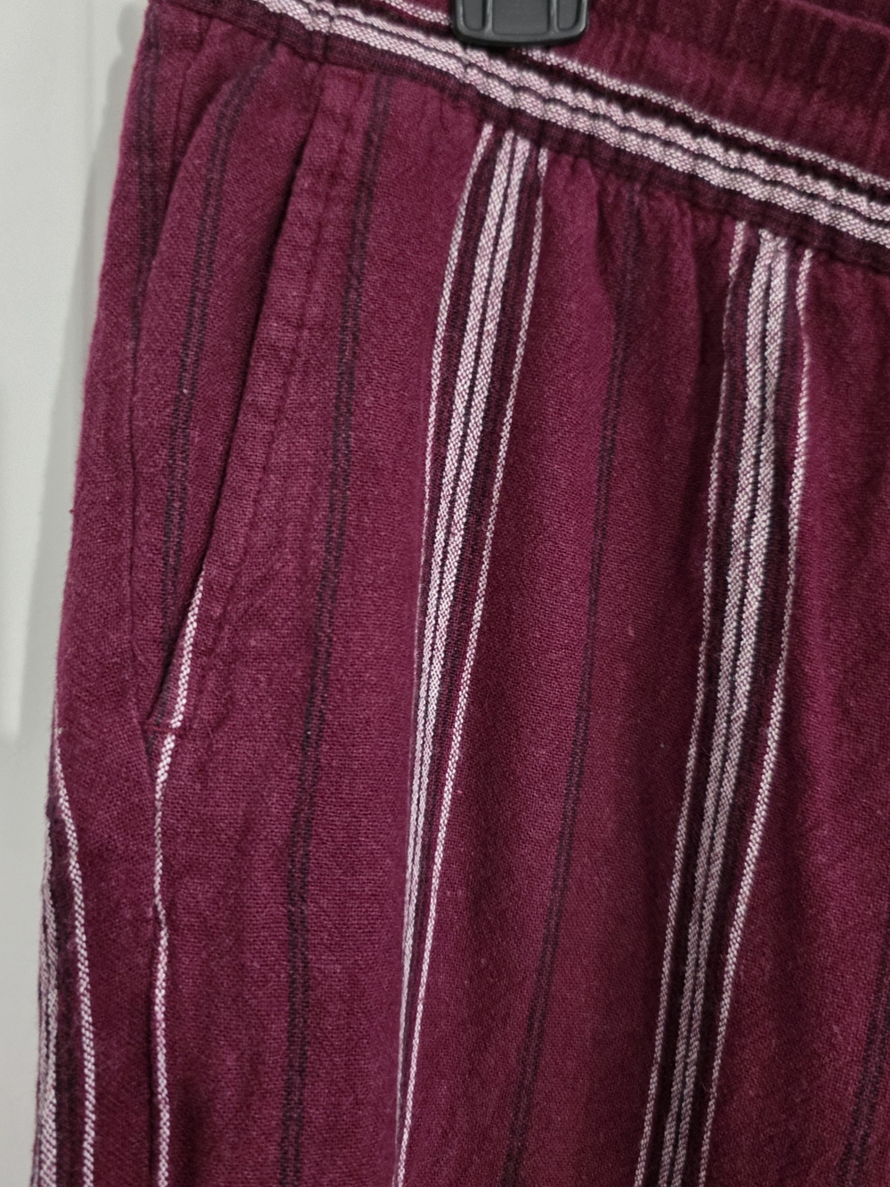 Old Navy Burgundy Striped Linen Blend Wide Leg Pull-On Pants Size M - Picture 5 of 10